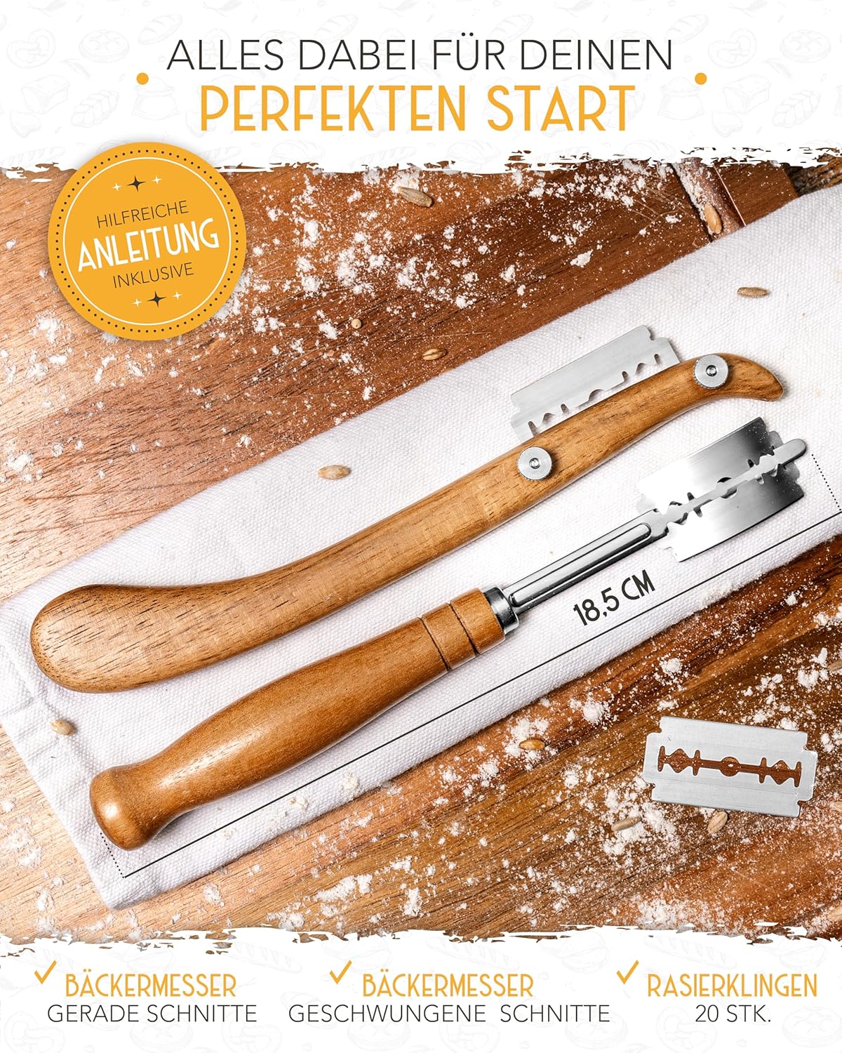 Dänischer Schneebesen & Bäckermesser 2er Set