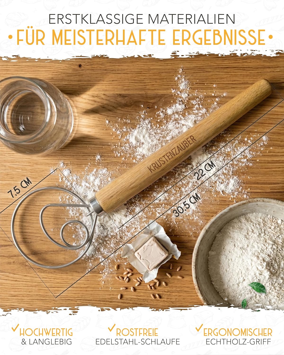 Dänischer Schneebesen & Bäckermesser 2er Set