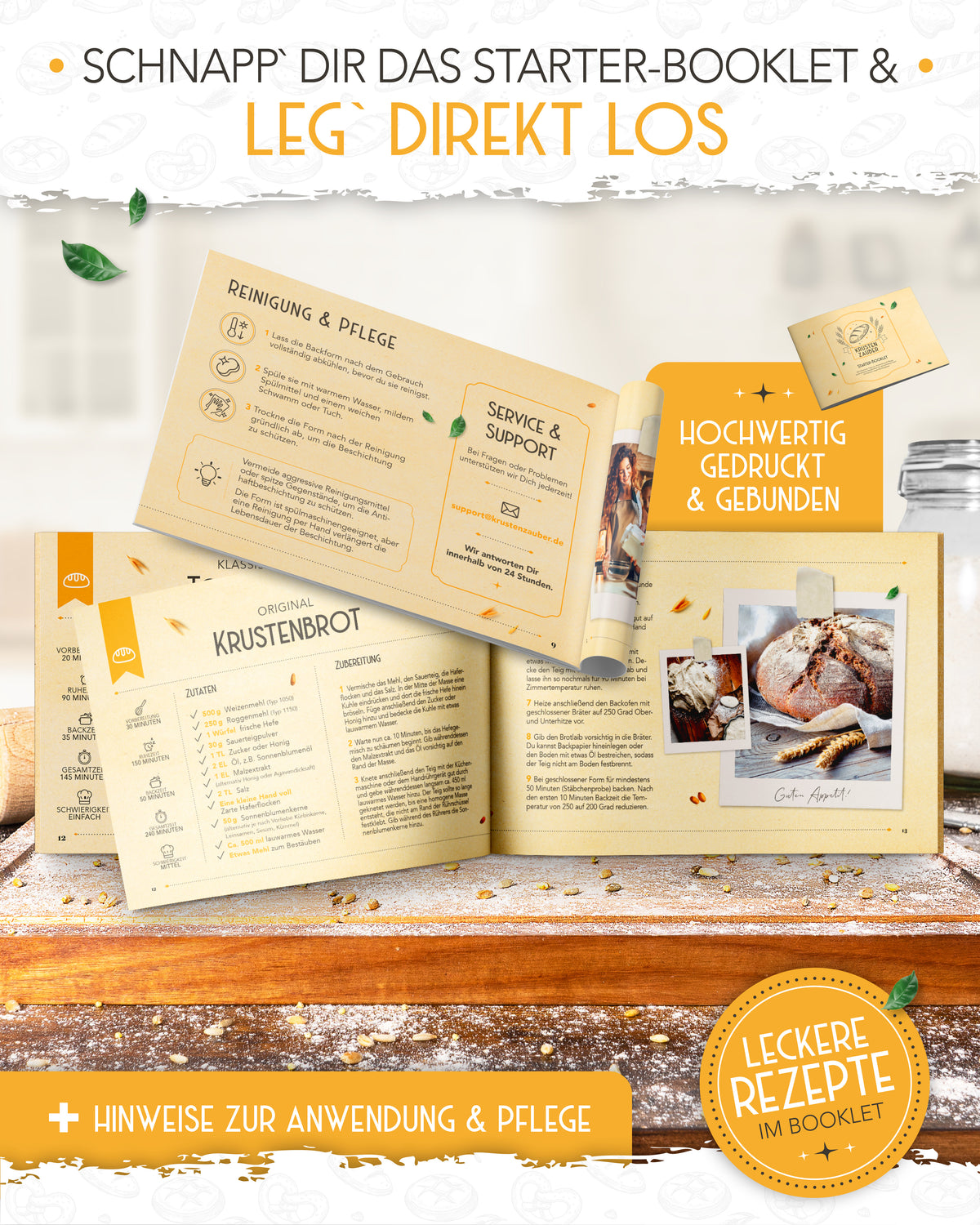 Brotliebe-Set – Gusseisentopf 4,7 l, Zubehör & Rezept-Booklet in stilvoller Verpackung