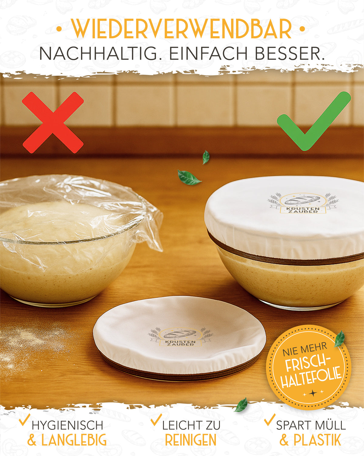 2er Set Abdeckhaube für Gärkörbe