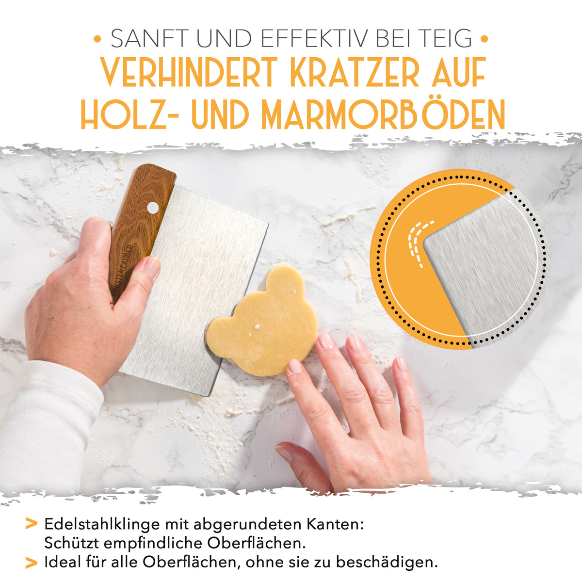 Teigschneider aus Edelstahl 18 cm mit Holzgriff