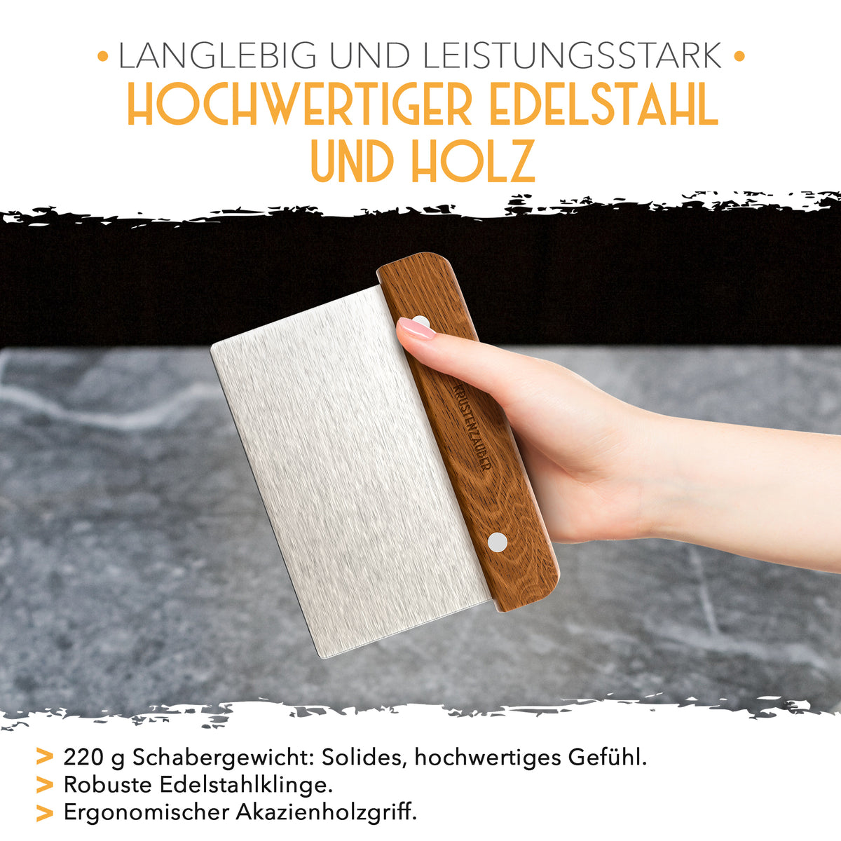 Teigschneider aus Edelstahl 18 cm mit Holzgriff
