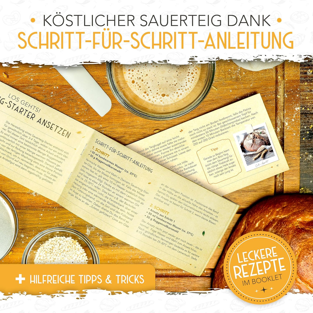 1000ml Starter Set - Gärglas mit Spatel und Thermometer