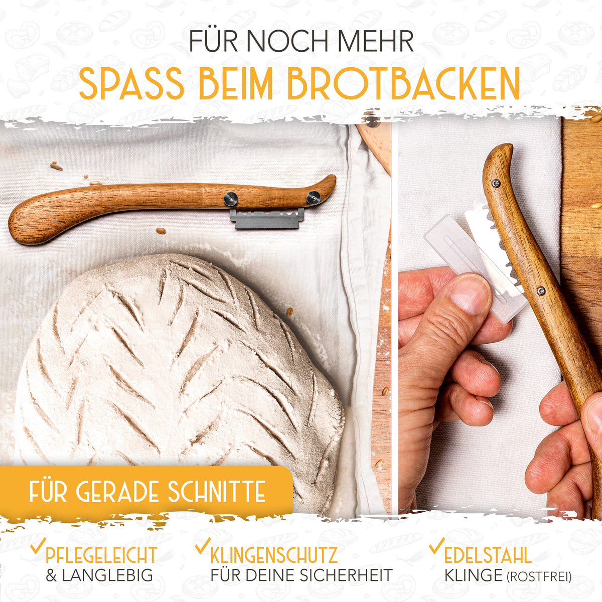 Vorteilspack - 2x Gärkörbchen, 600ml Sauerteig Starter Set, Bäckermesser, Spatel, Teigbesen, Teigkarte