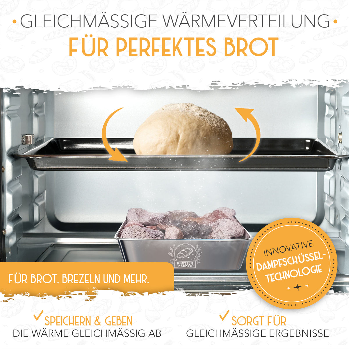 Lavasteine samt Edelstahl Dampfschüssel zum Brot backen