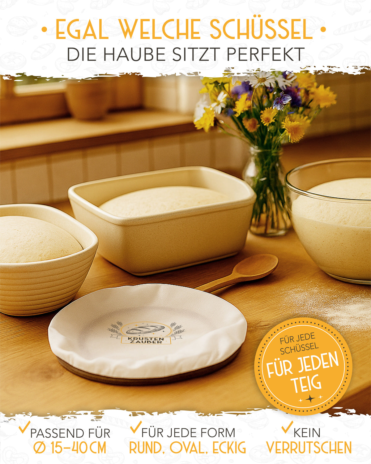 2er Set Abdeckhaube für Gärkörbe