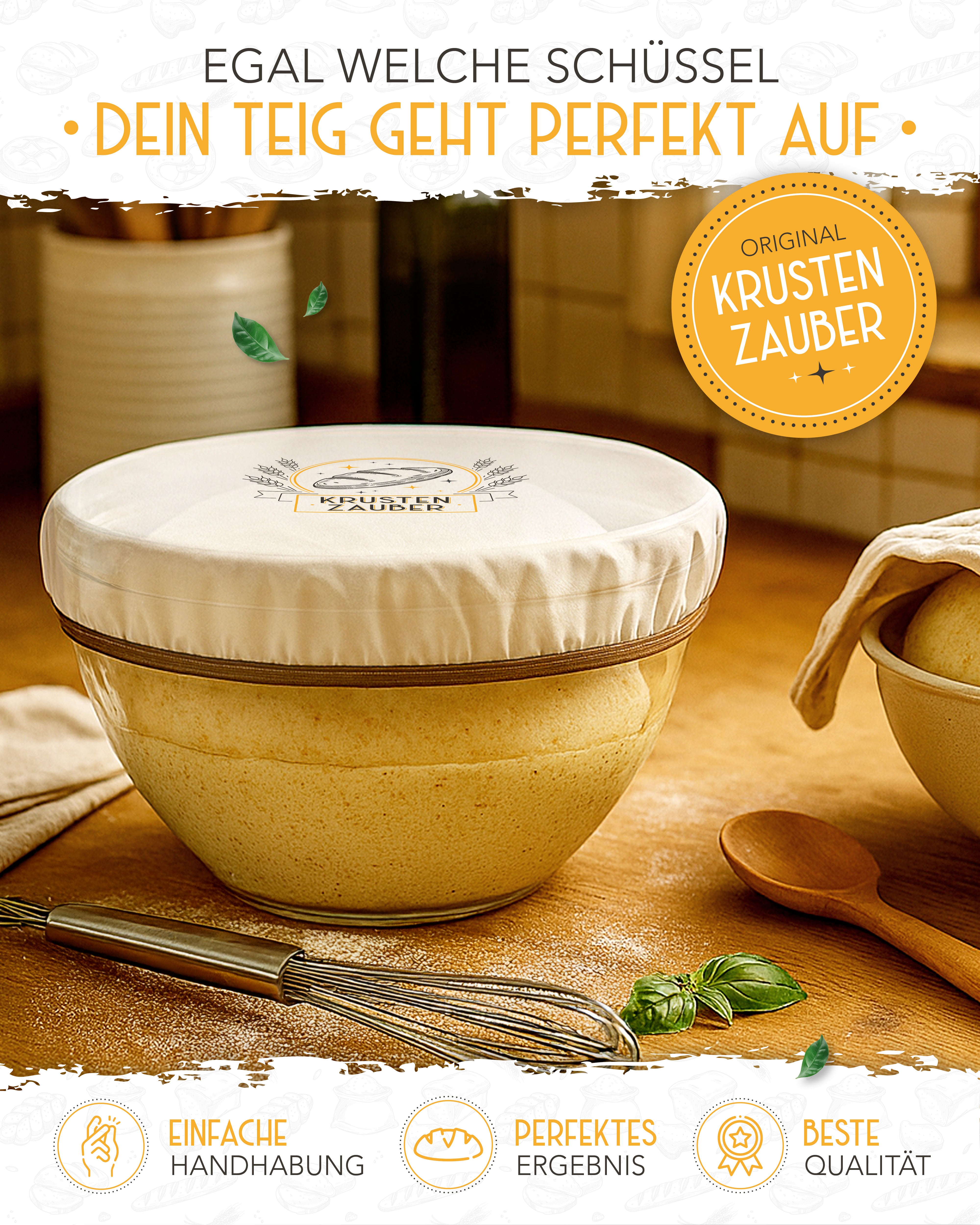 4er Set Abdeckhaube für Gärkörbe