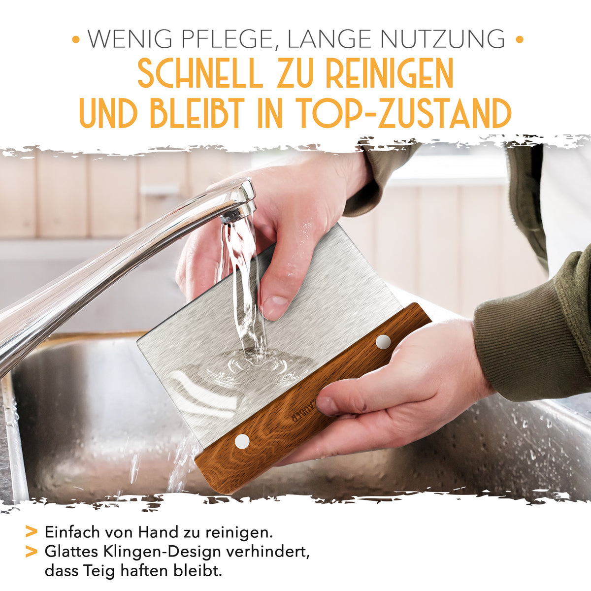 Teigschneider aus Edelstahl 18 cm mit Holzgriff