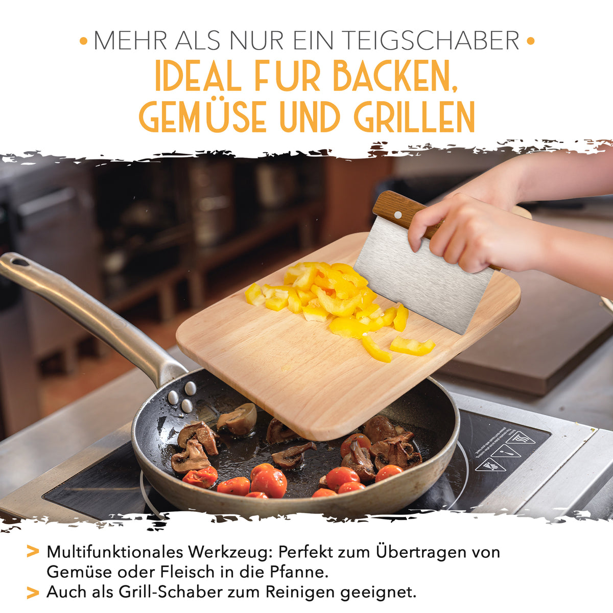 Teigschneider aus Edelstahl 18 cm mit Holzgriff