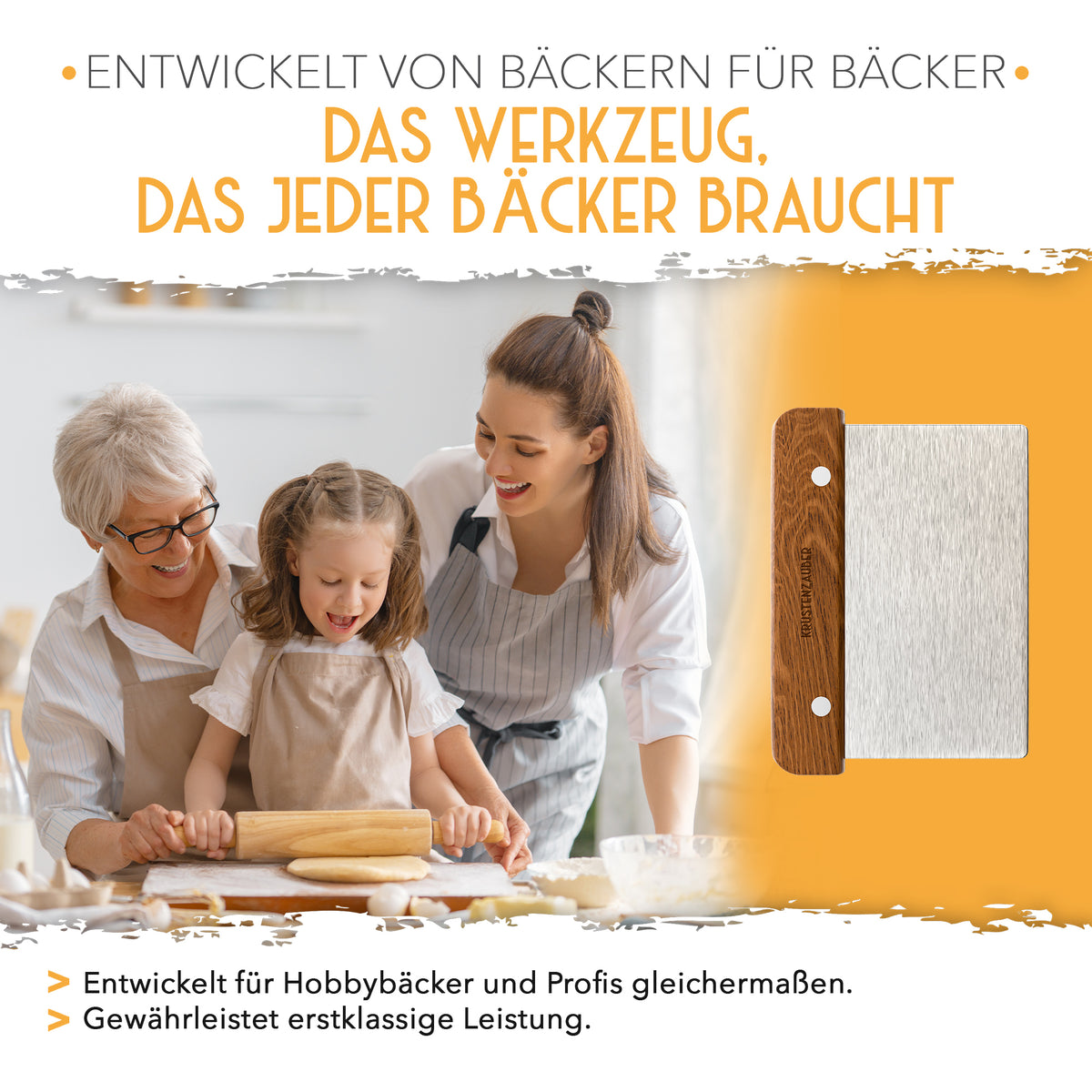 Teigschneider aus Edelstahl 18 cm mit Holzgriff