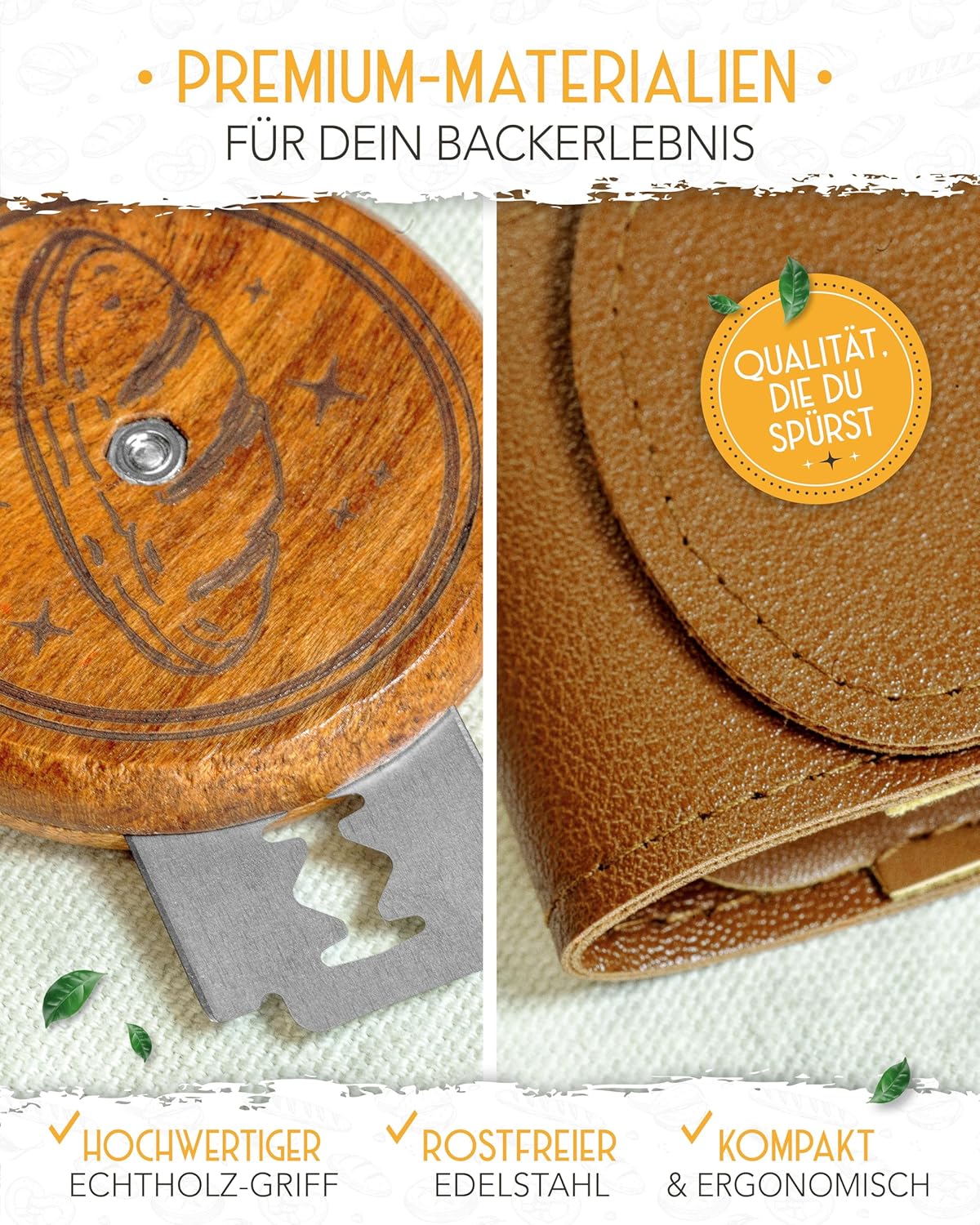 Teigmesser mit rundem Holzgriff