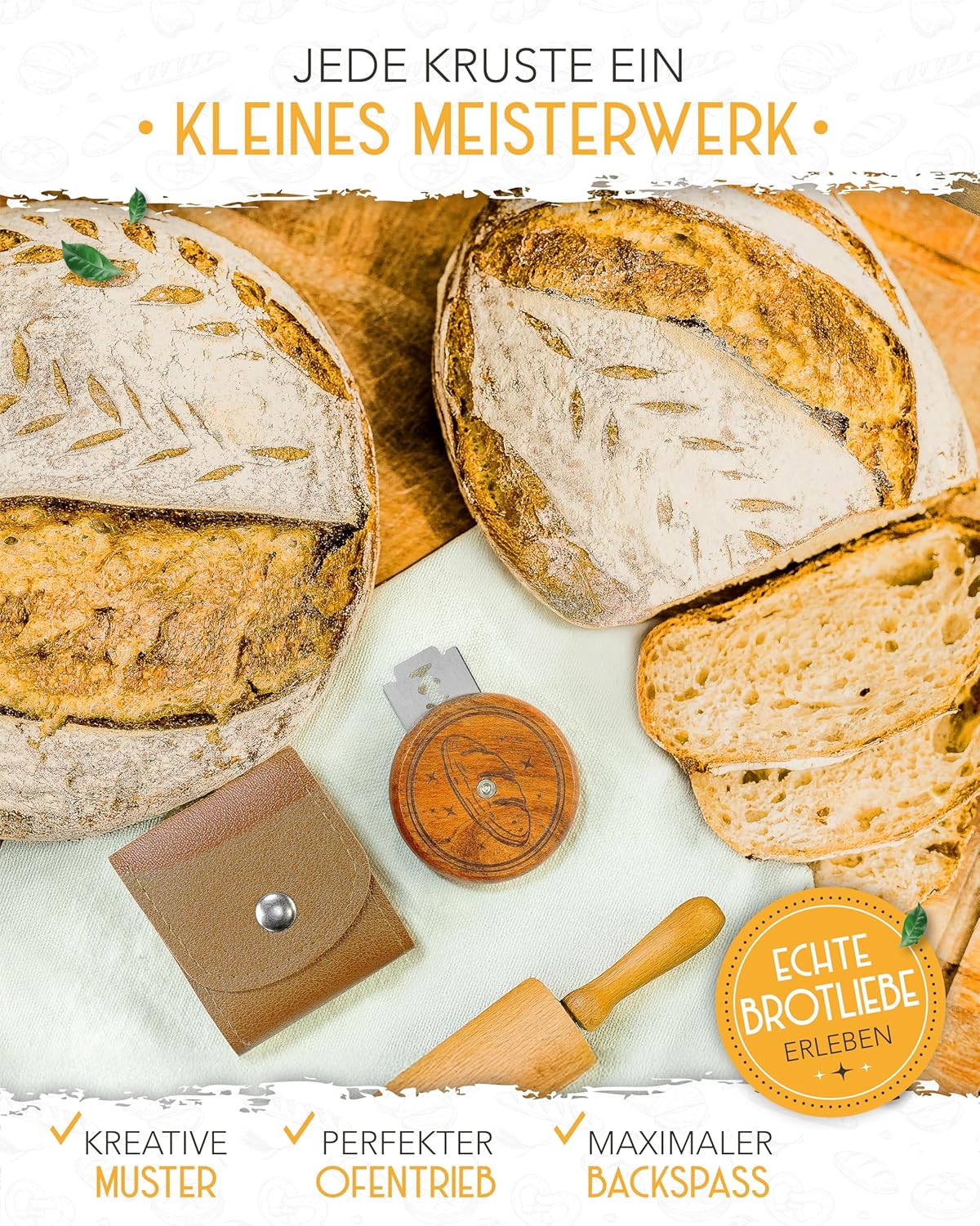 Teigmesser mit rundem Holzgriff